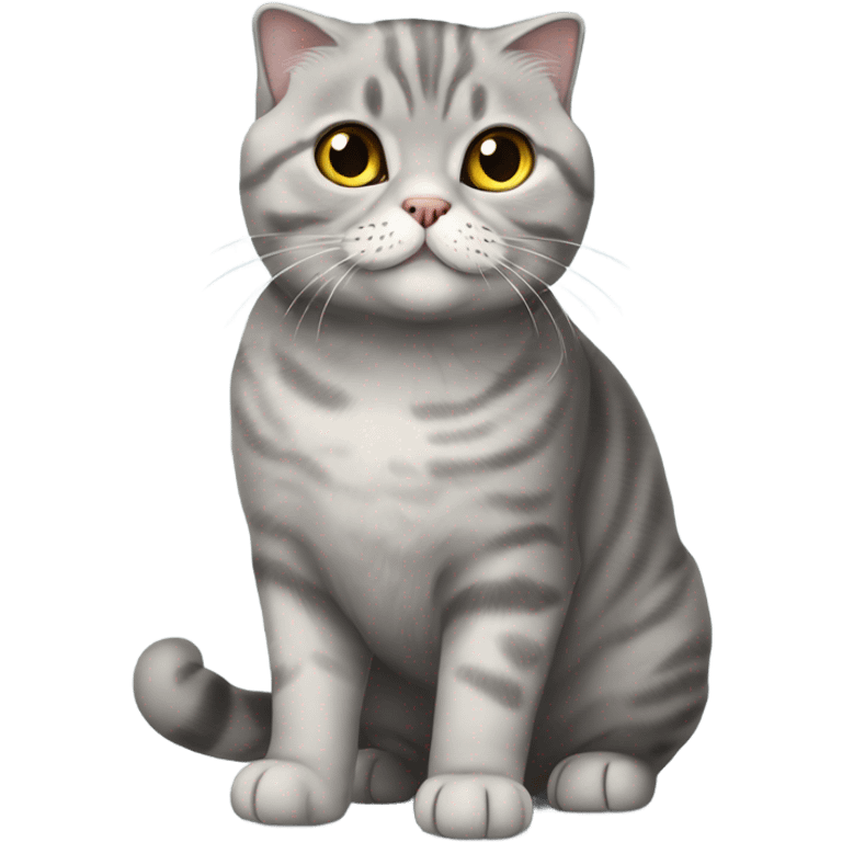 Grey scottish fold cat full body smiling  emoji