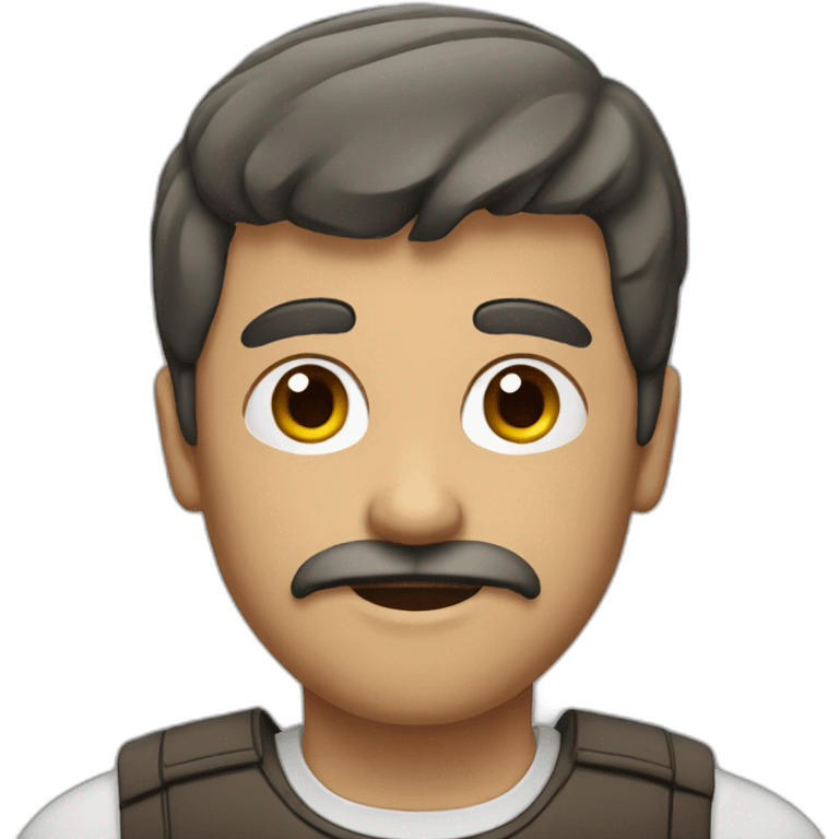 Man with short moustache and cut hair emoji