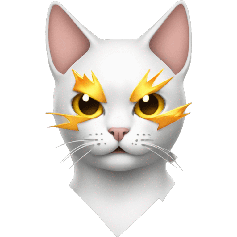 Cat head with Bowie lightning bolt emoji