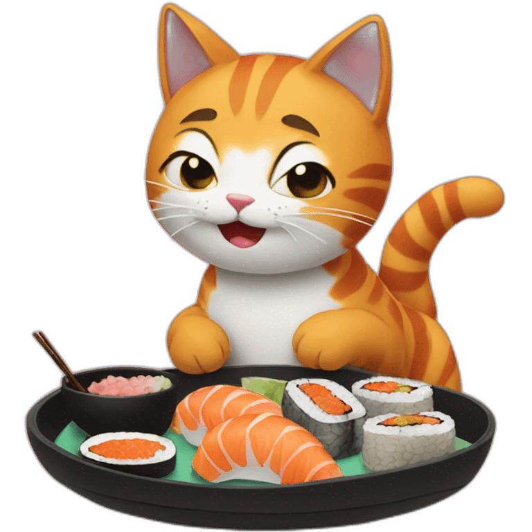 the cat eats sushi emoji