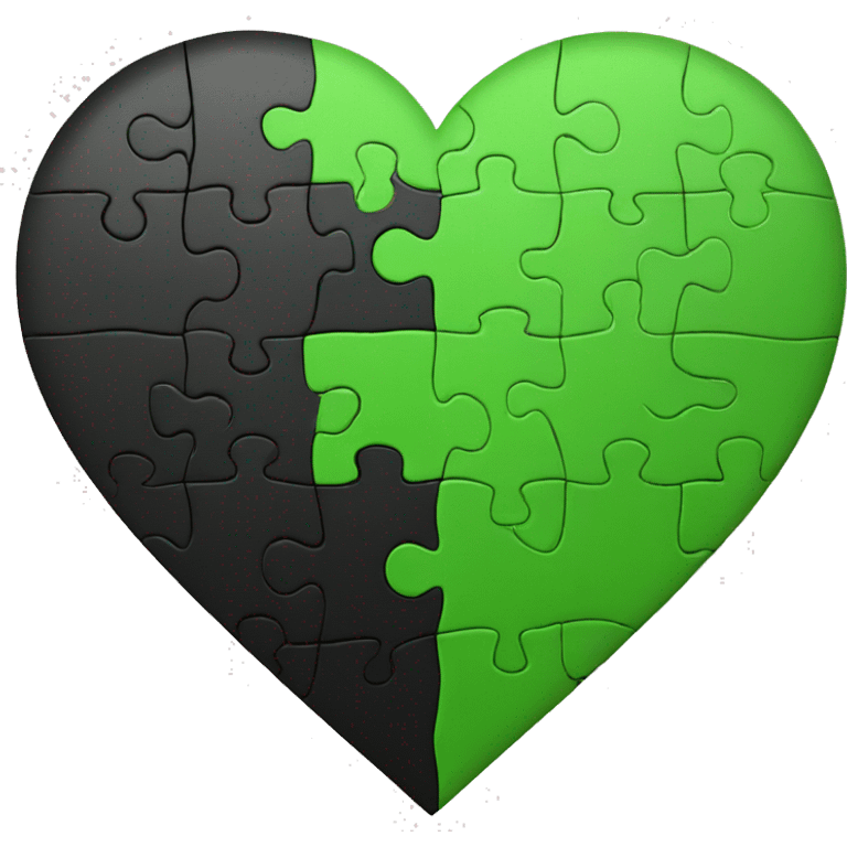 Half black and half Green puzzle heart emoji