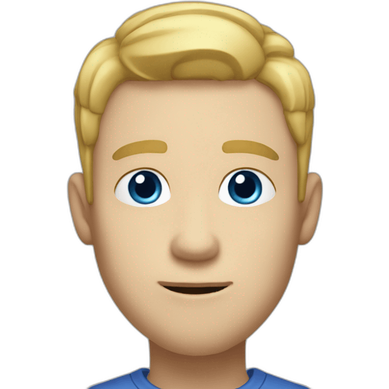 White man with blonde air and bleu eyes with slightly open mouth facing emoji