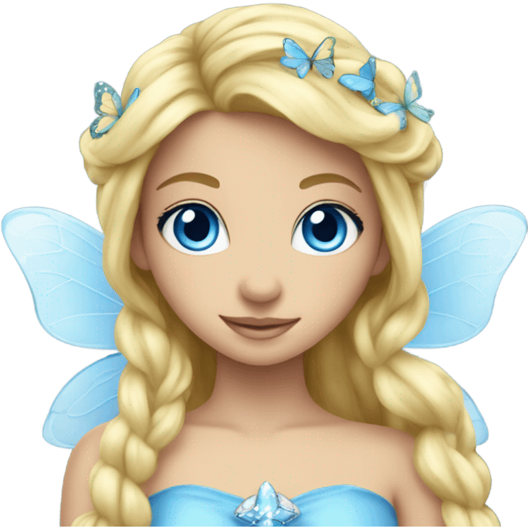 Blond fairy princess blue eyes butterflies  emoji