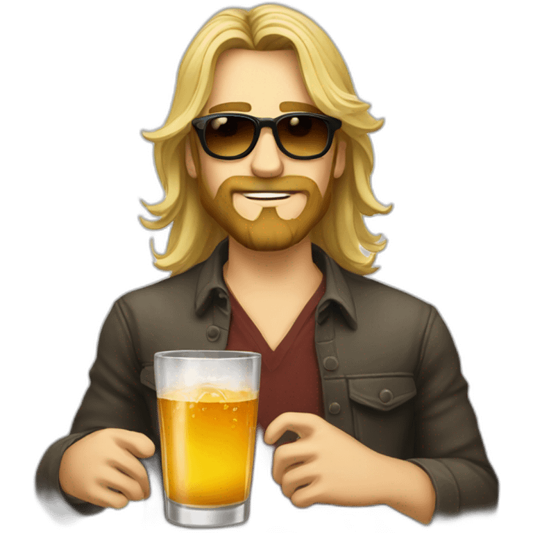 Dude blond glasses beard long hair drink rhum emoji