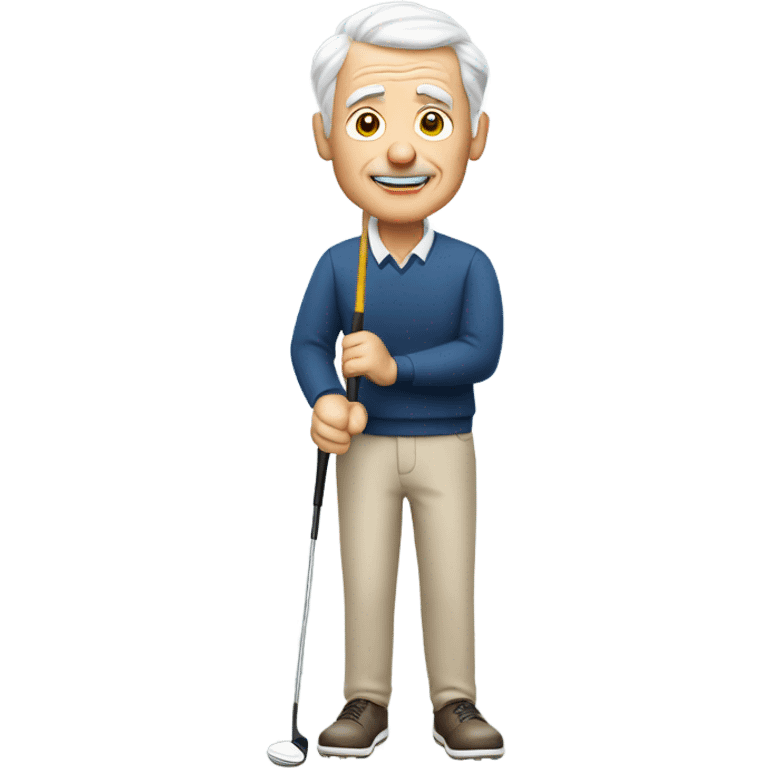 Elderly white male no facial hair playing golf emoji