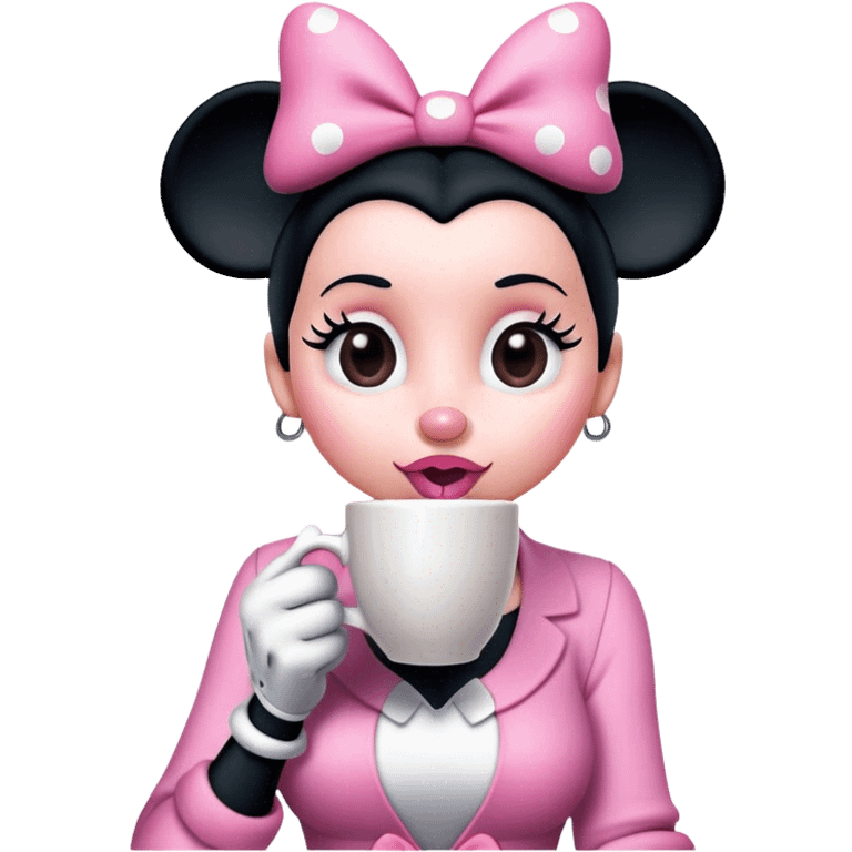 minnie mouse drinking coffee emoji