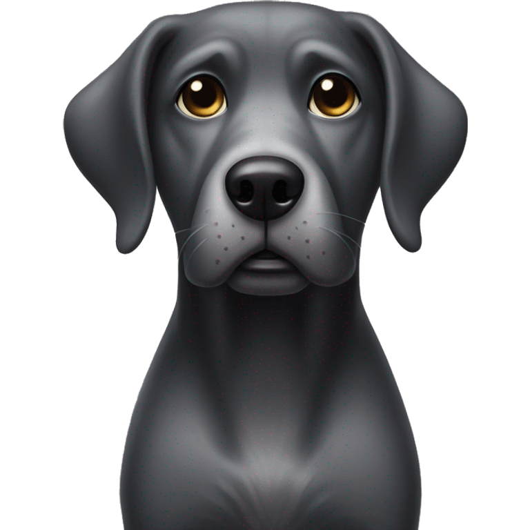 Black laborador dog with greying hairs on face being very concerned about her human mom emoji