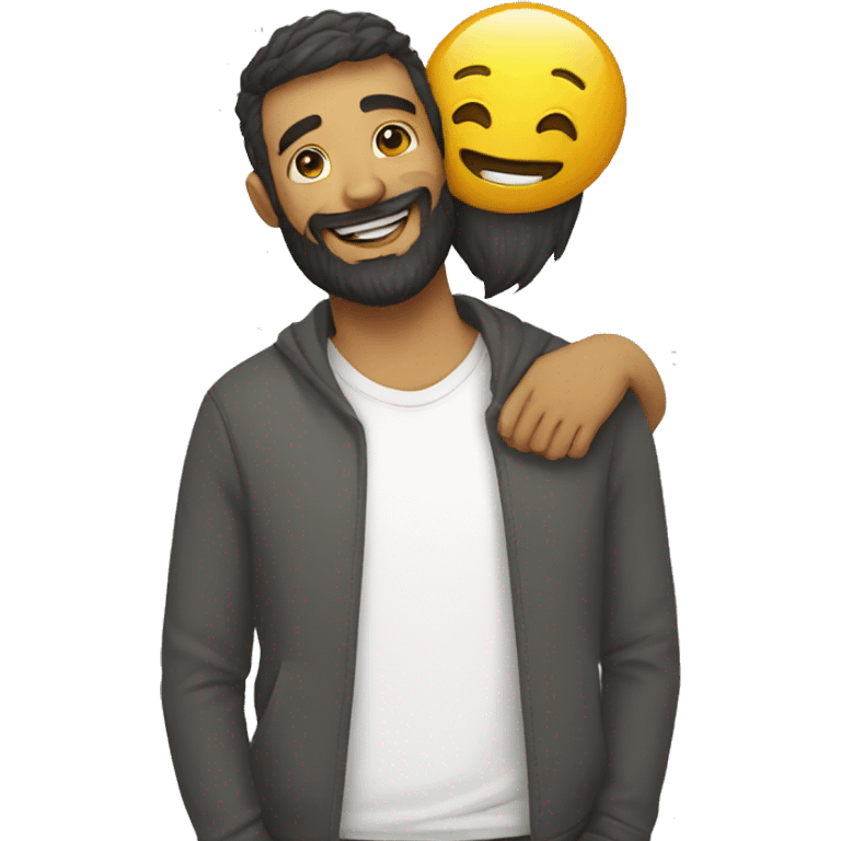 Smiley face hugging a man with beard emoji