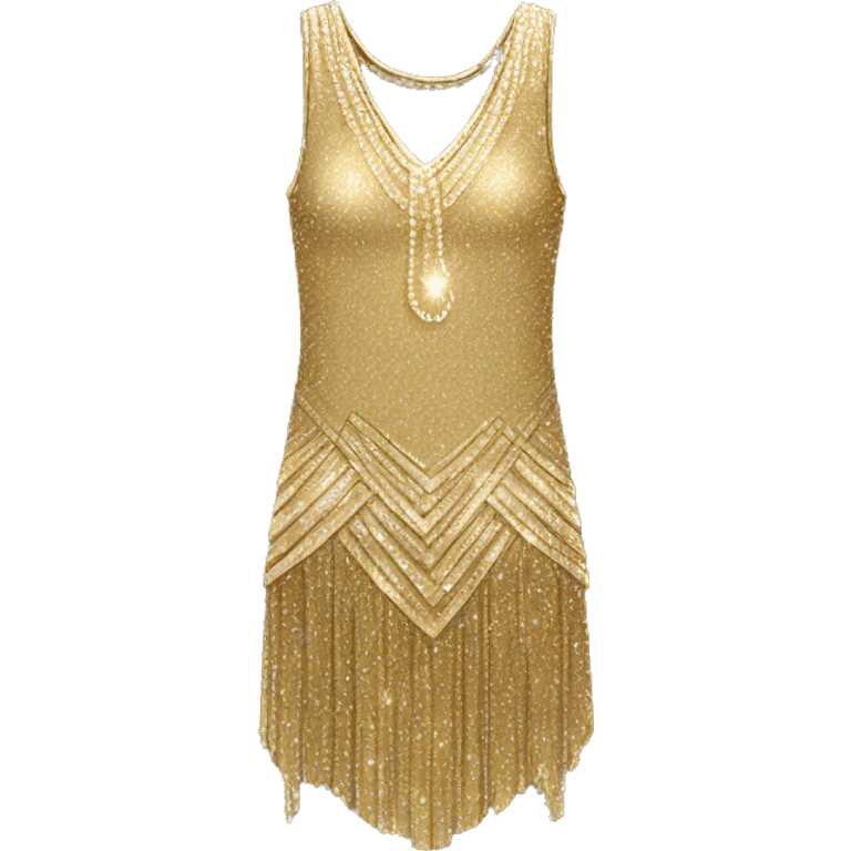 A gold sparkly flapper style dress emoji