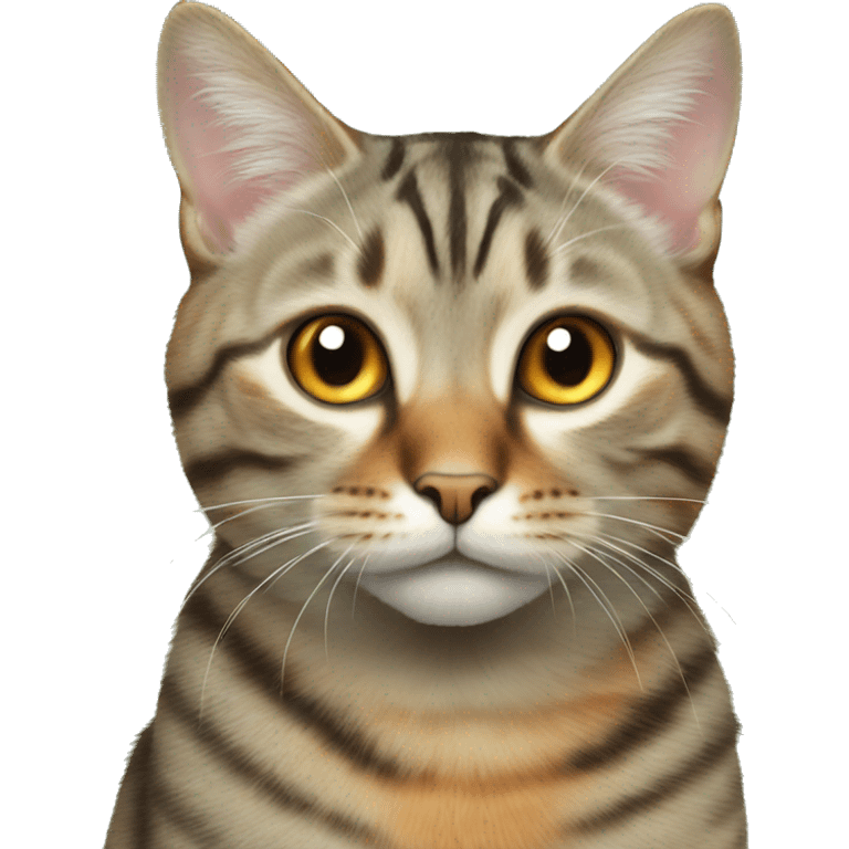 tabby cat with orange and gray on fur and light green eyes emoji