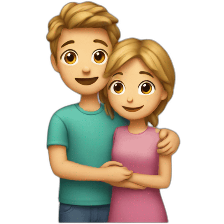 Boy and girl hugging emoji