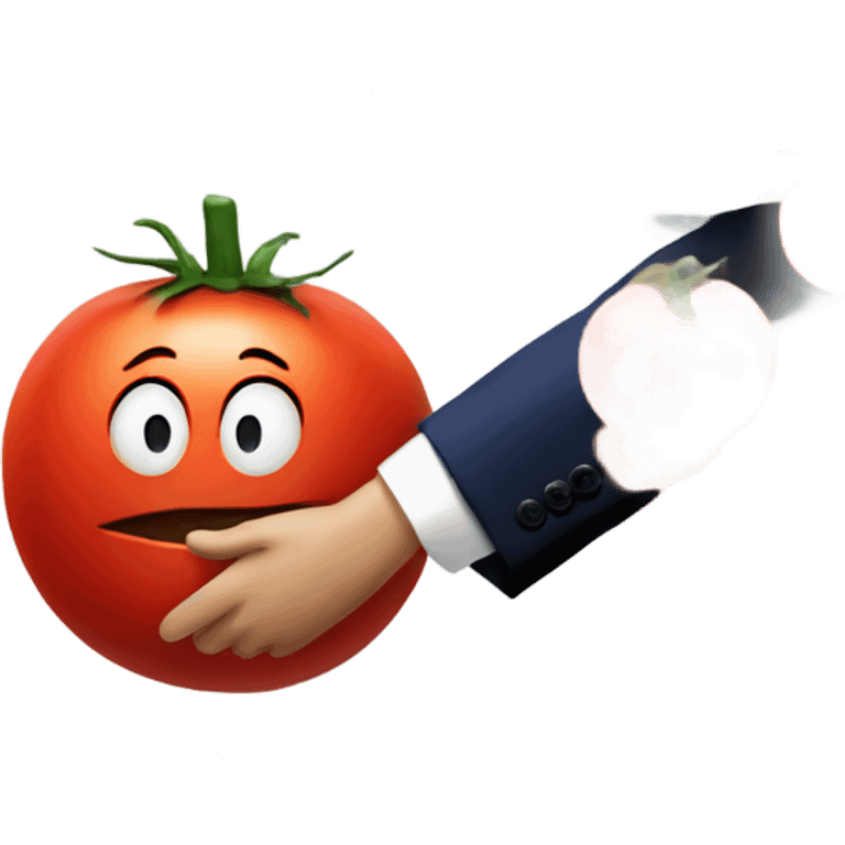 Tomato shaking hands with Donald trump emoji