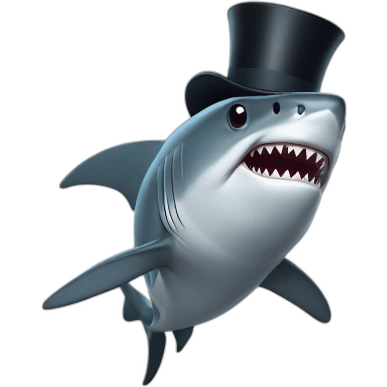 Shark with a top hat emoji