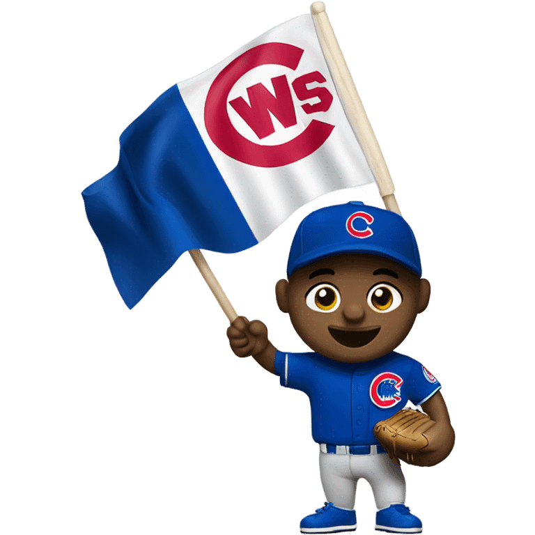 Chicago cub player waving a W flag  emoji