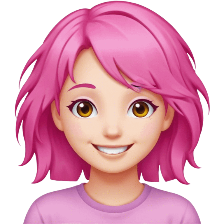 happy girl with pink hair emoji