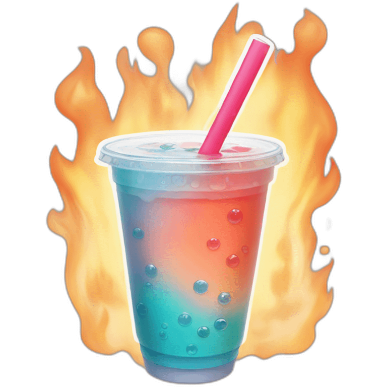 fire bubble tea emoji