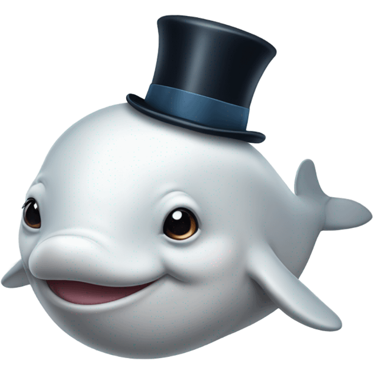 Beluga whale with top hat emoji