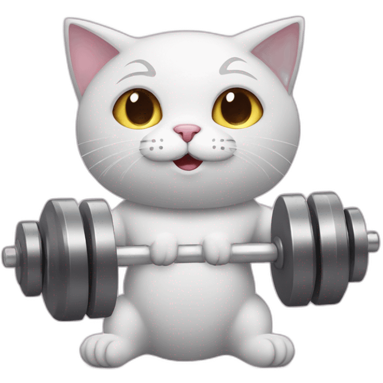 Super cute cat working out with dumbells emoji