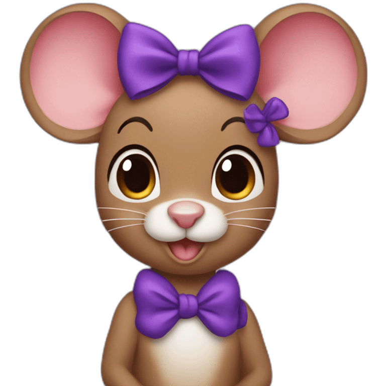 brown Cherie Mouse jerry with purple bow hair band emoji