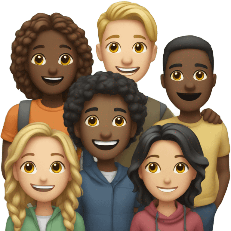 smiling group of friends outdoors emoji