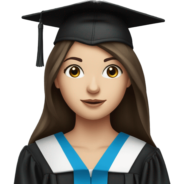 brunette girl blue eyed graduation emoji