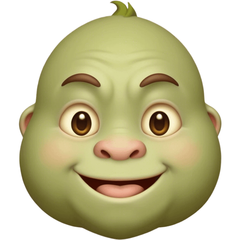 Cinematic Cute Ogre Portrait Emoji, with a surprisingly endearing, plump and huggable figure in soft earthy greens and browns, featuring big, kind eyes and a bashful smile, simplified yet irresistibly adorable, highly detailed with a soft glowing outline that captures the charm of a friendly giant who seems ready for a warm hug! emoji