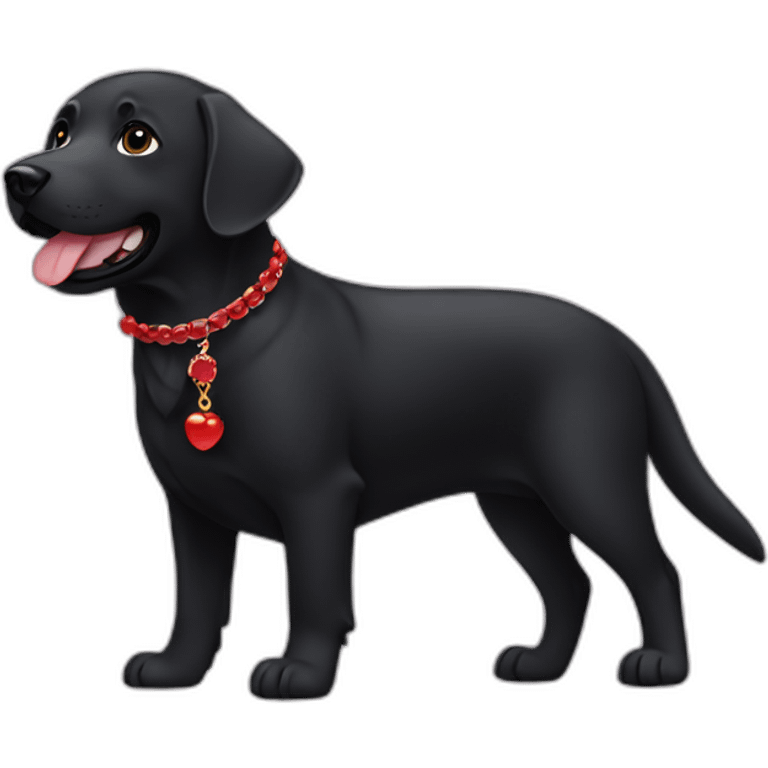 Black labrador with red necklace emoji