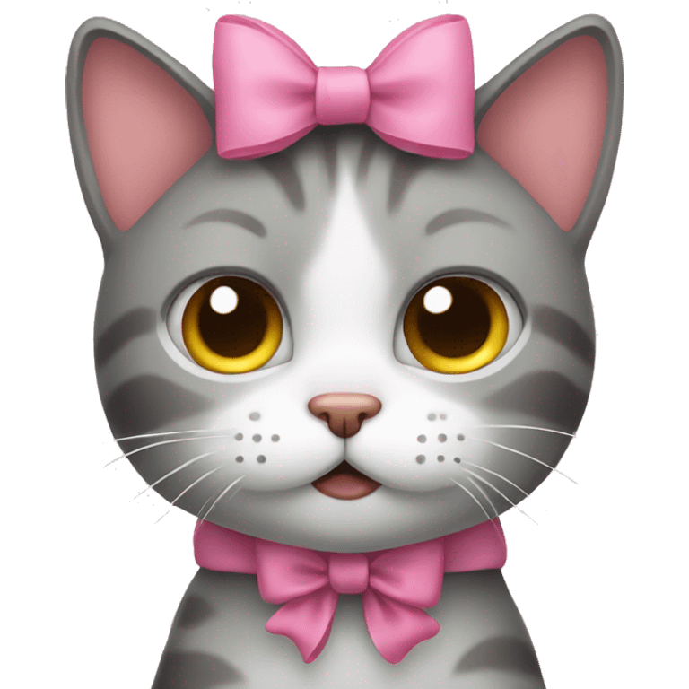 Sad cat with pink bow on right ear  emoji