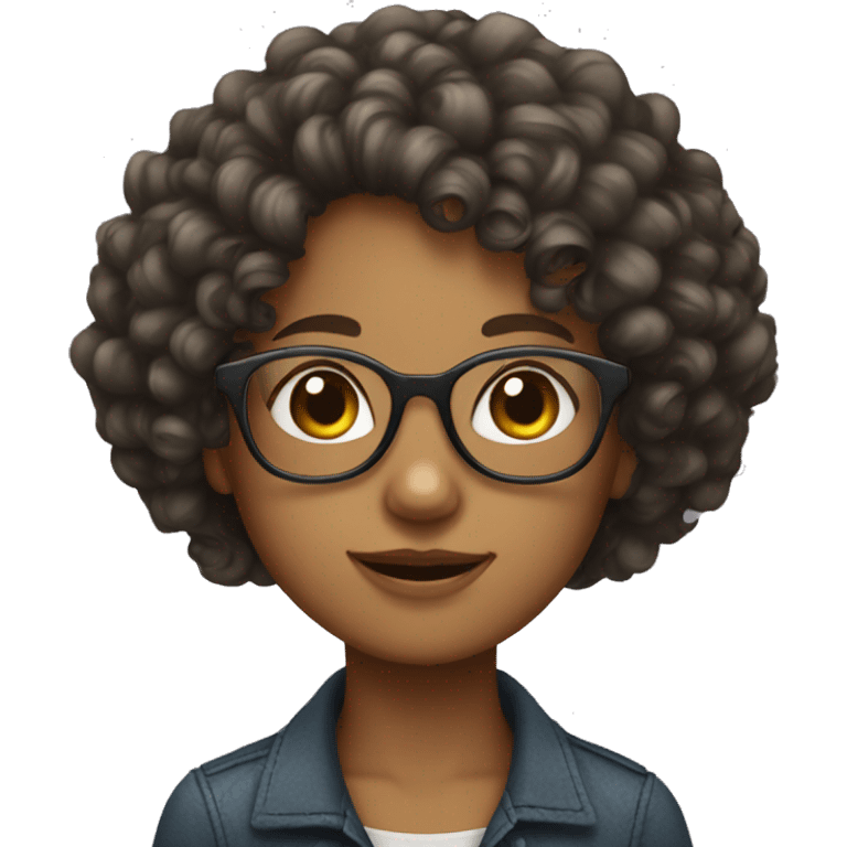 Curly hair girl with glasses  emoji