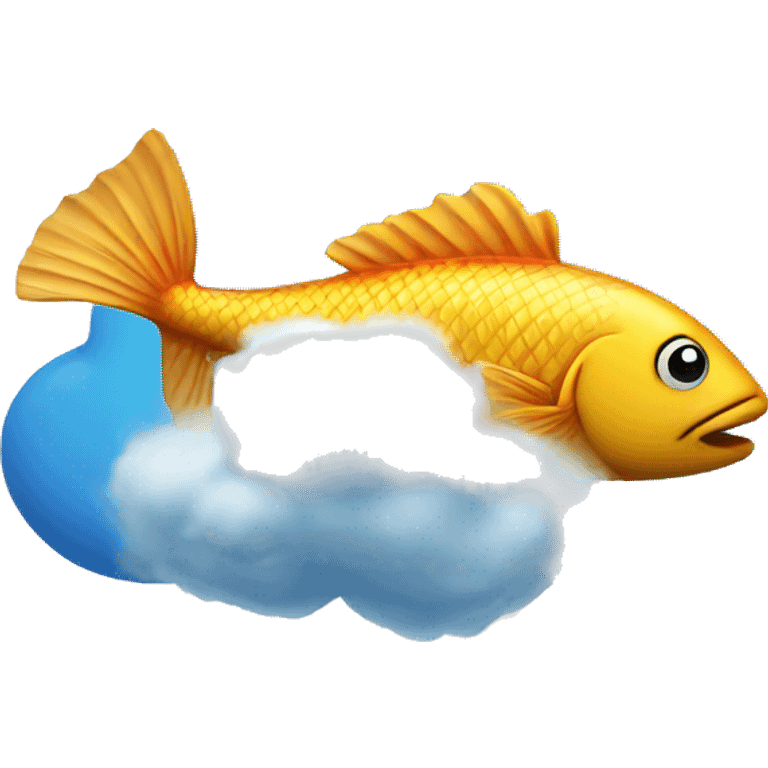 a fish swimming on a cloud emoji