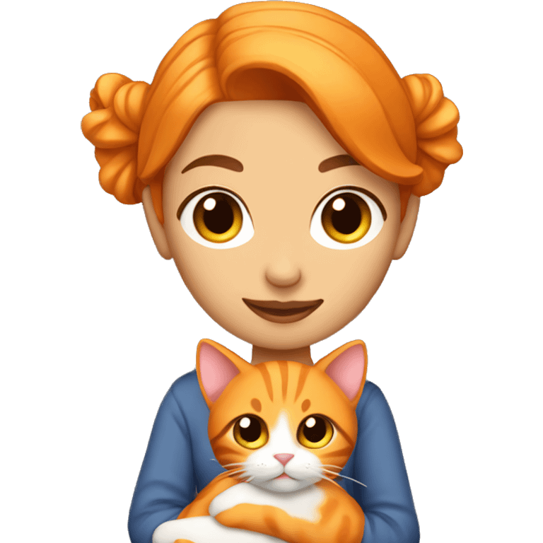 pretty woman holding orange cat emoji