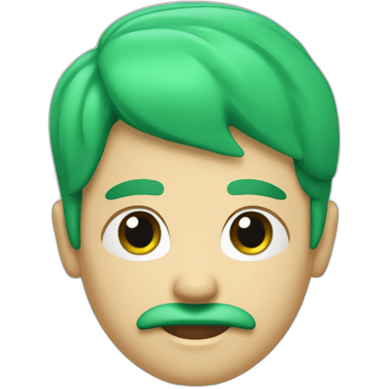 3d emoji of a boy with green-cyan hairs and green-cyan mustache  emoji