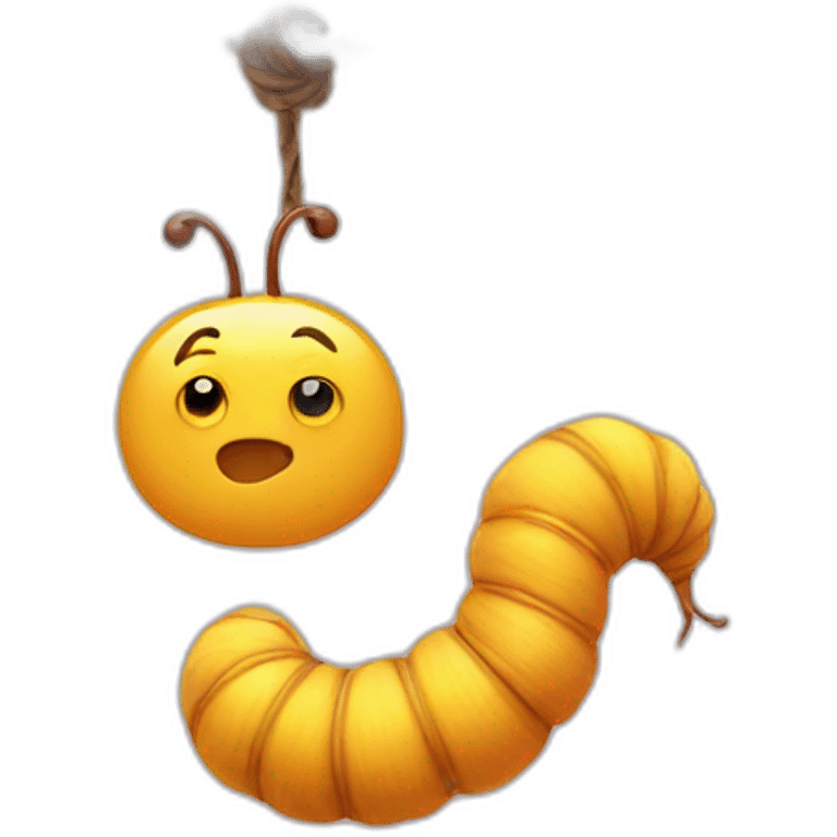 Fuzzy Worm on a string emoji