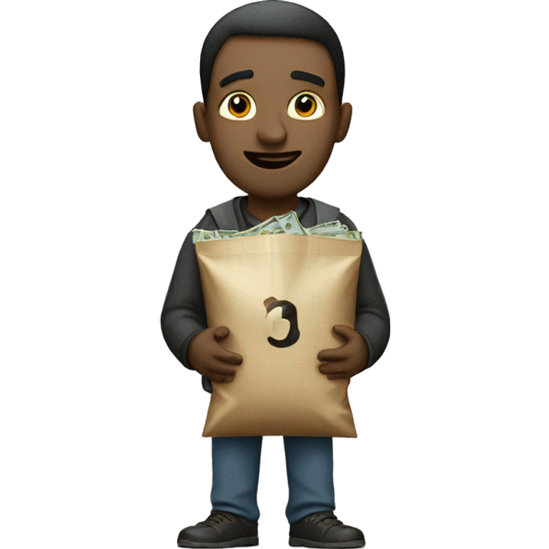 man with big nose holding bag of money emoji