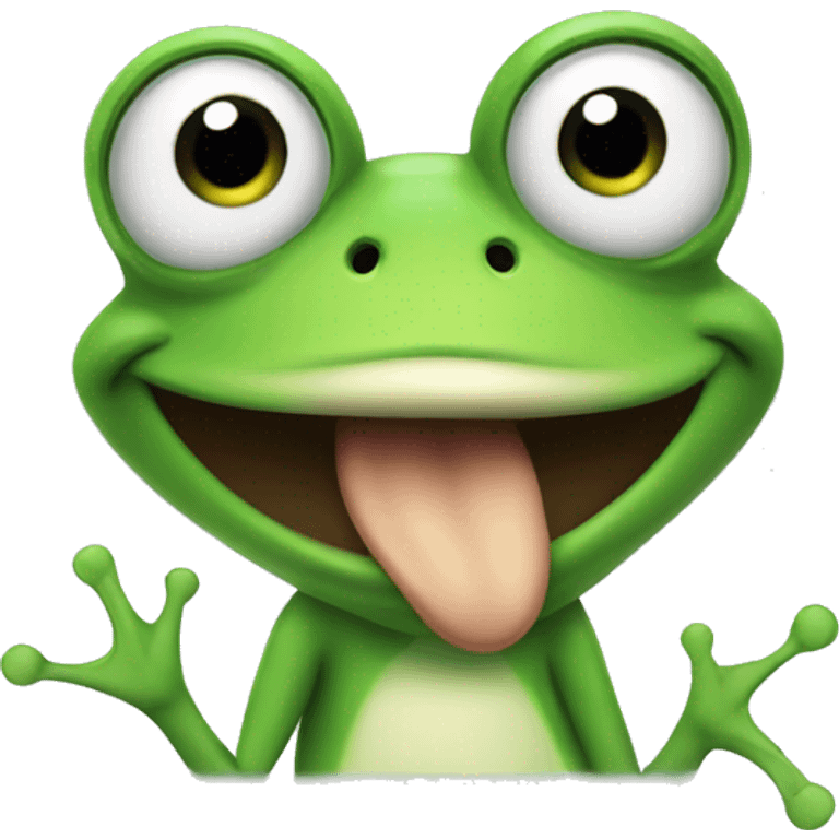 Frog pointing to the sky with a moustache with a smile on his face  emoji