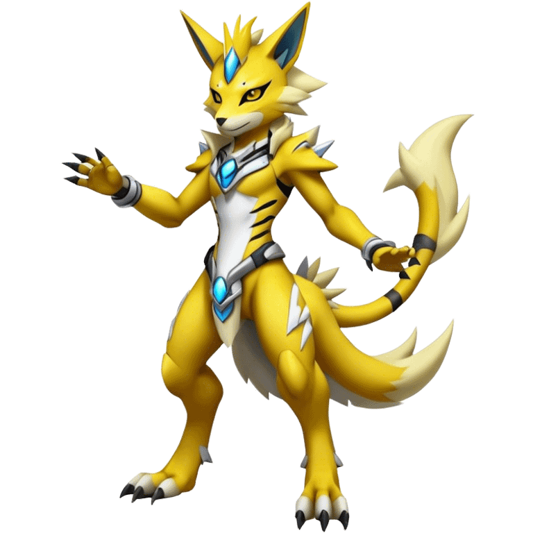  Cool Edgy Shiny Futuristic Ethereal Legendary Zeraora-Digimon-Renamon-hybrid full body emoji