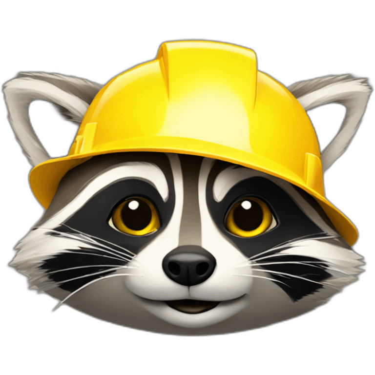 raccoon with yellow construction helmet emoji