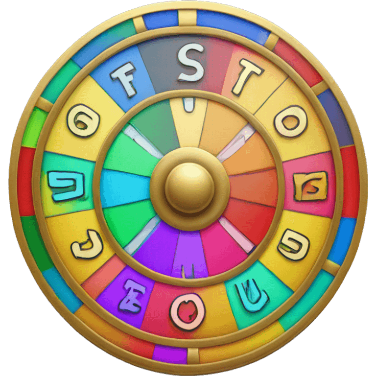 Simple wheel of fortune with only six colors and a pointer emoji