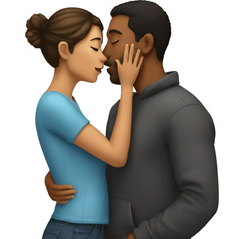 man kisses girl emoji