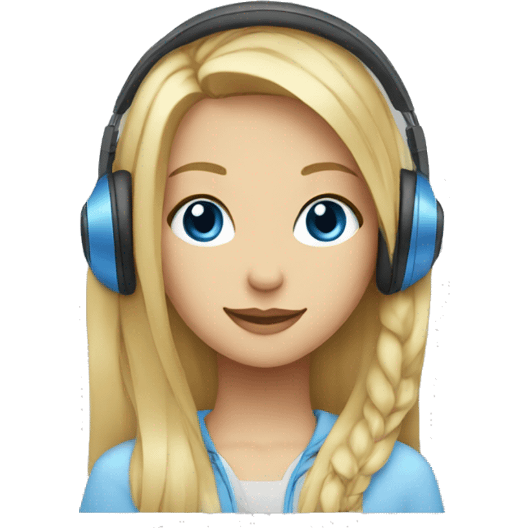 blonde girl and blue eyes with headphones emoji