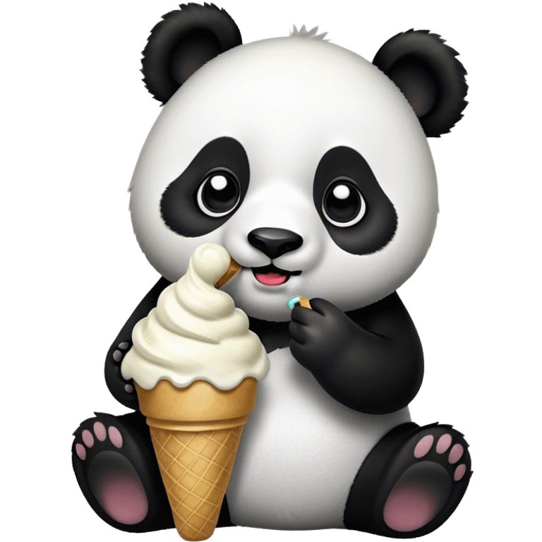 Panda eating ice cream emoji