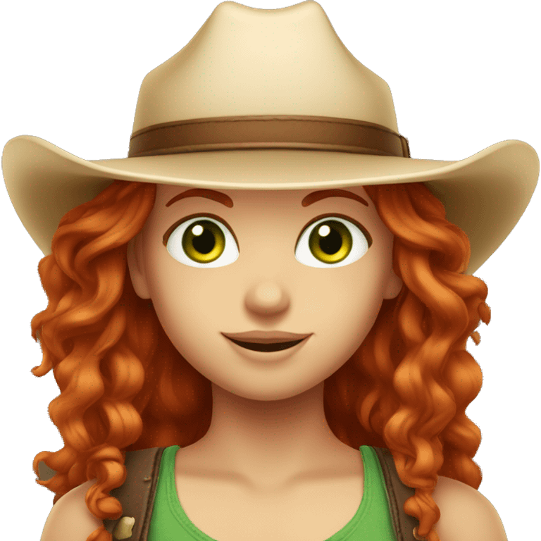 redhead girl with green eyes with cowboy hat on  emoji