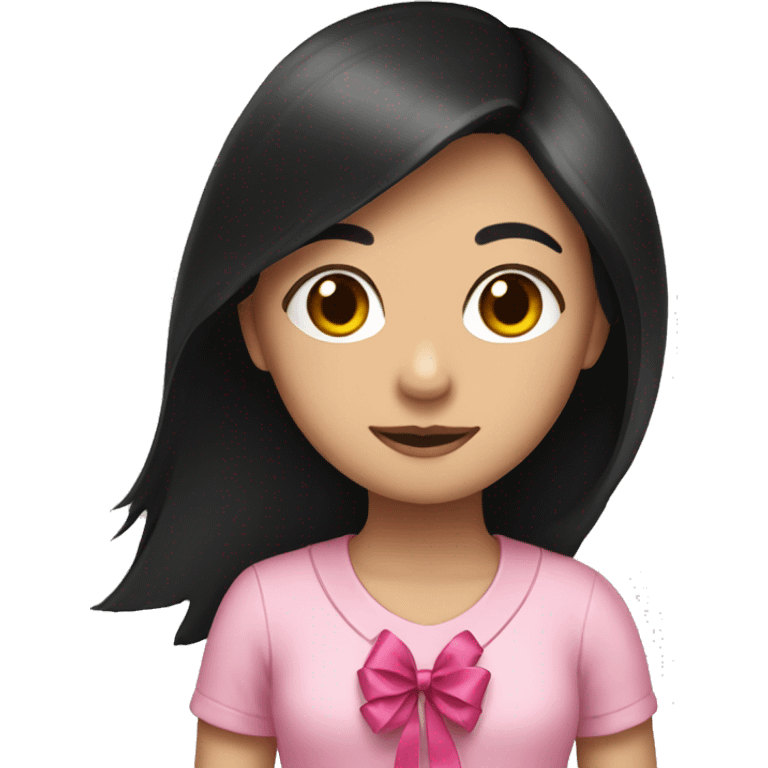 girl with long black hair and a pink ribbon emoji