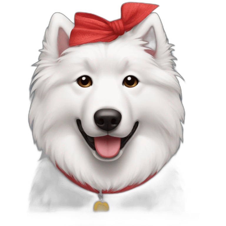 Samoyede wearing a red bandana emoji