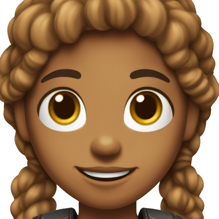 I want you to create the face of a gamer girl, happy face with brown skin. emoji