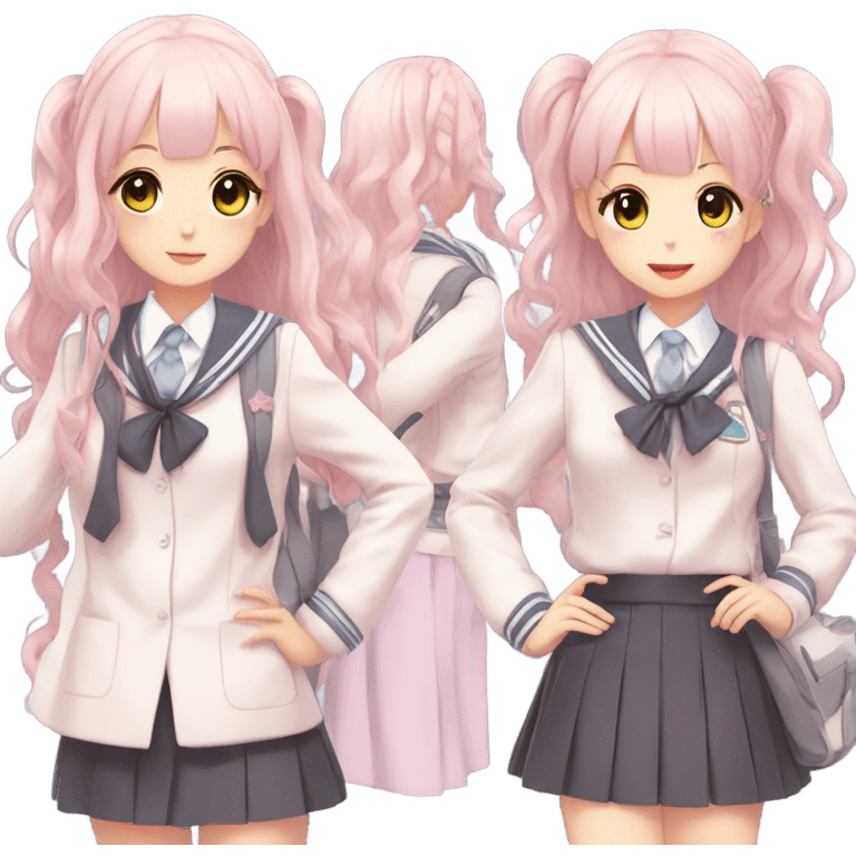 Cute Attractive Gorgeous Kawaii Pastel Anime School uniforms emoji