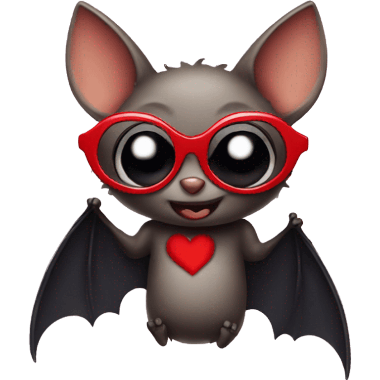 bat wearing heart shaped glasses emoji