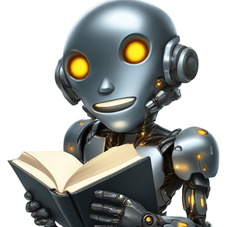 Cool cyborg reading book emoji