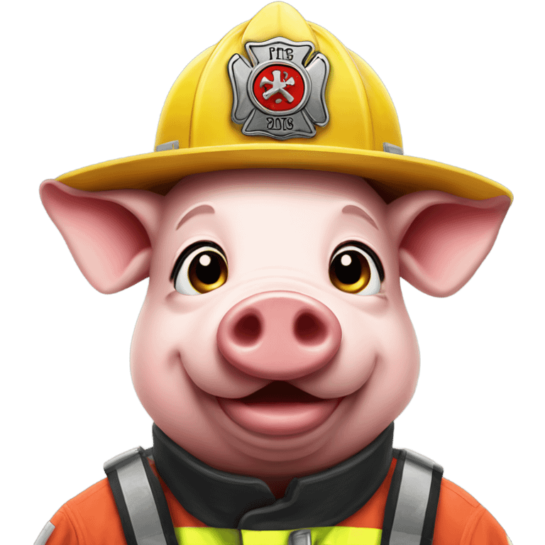 Pig  portrait as firefighter emoji