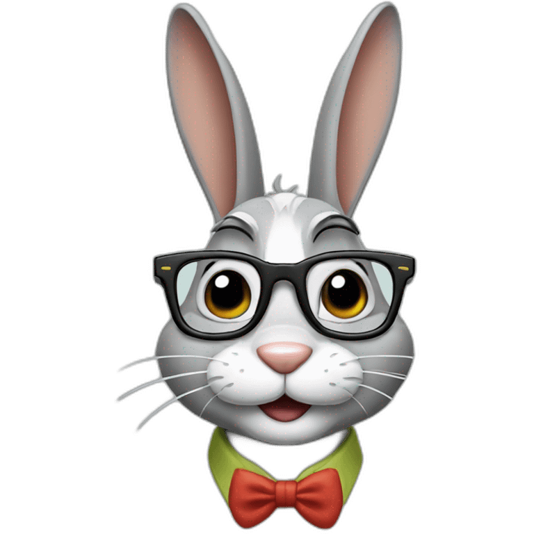 Bugs bunny with glasses emoji